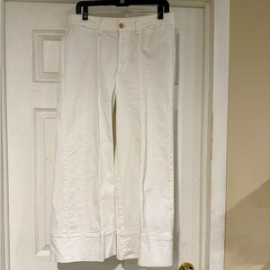 Anthropologie CHINO Soft White Wide Leg Pants with Wide Cuff